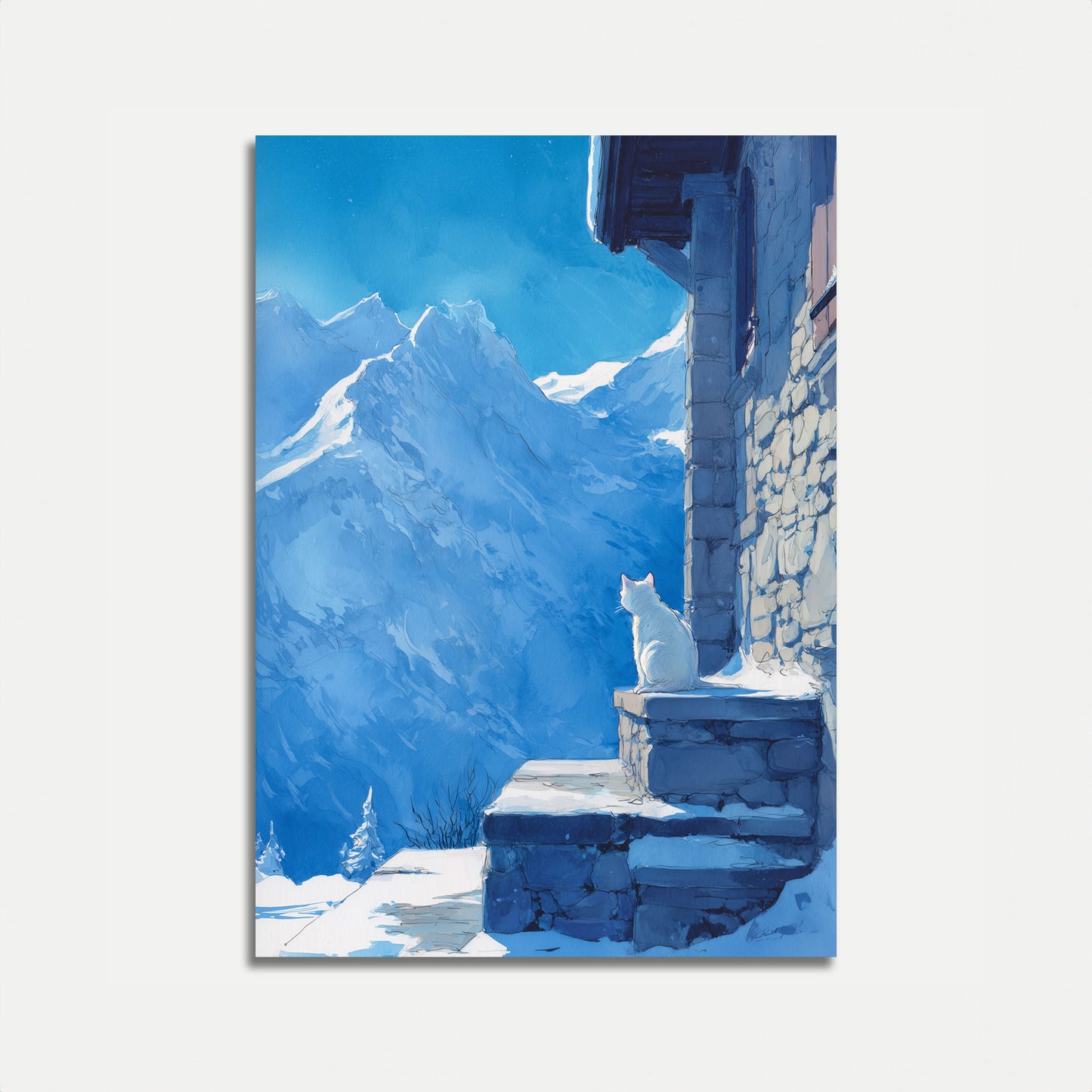 Póster de la Vista de la Montaña del Gato Blanco