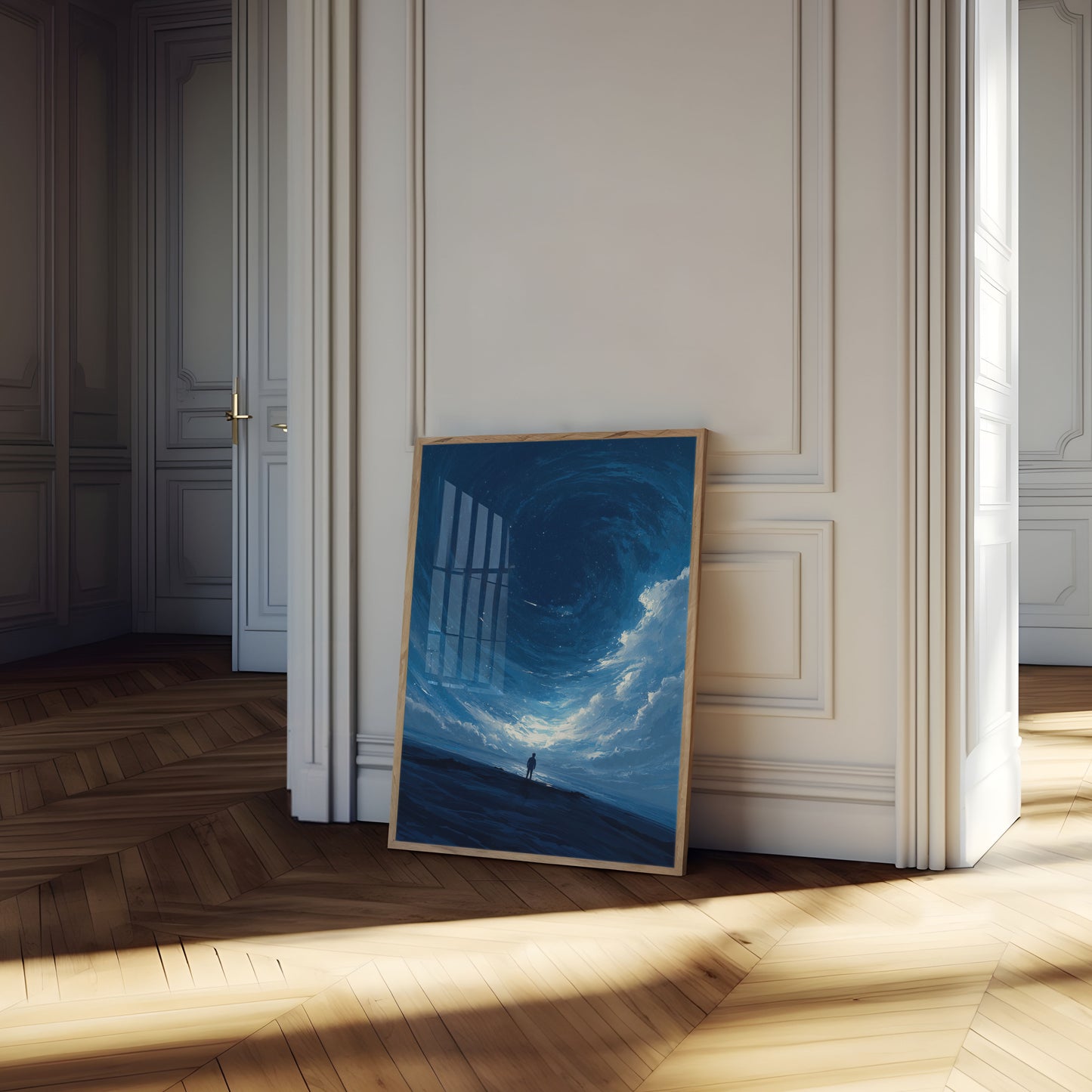 Cosmic Journey Through Clouds Poster