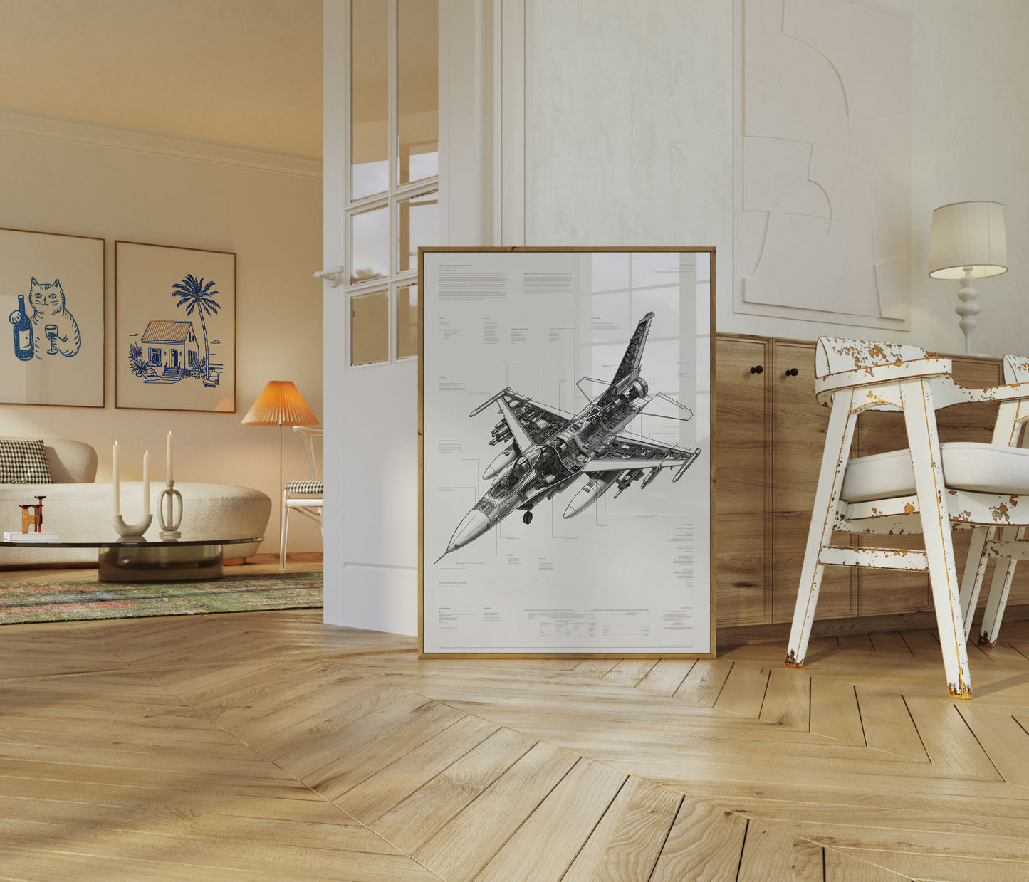 Technical Military Fighter Cutaway Poster