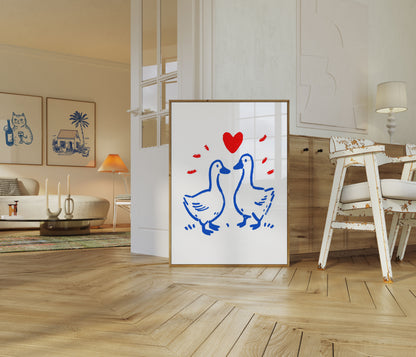 Love Birds Goose Poster