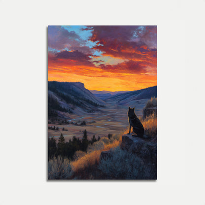 Wolf Watching Sunset Valley Plakat