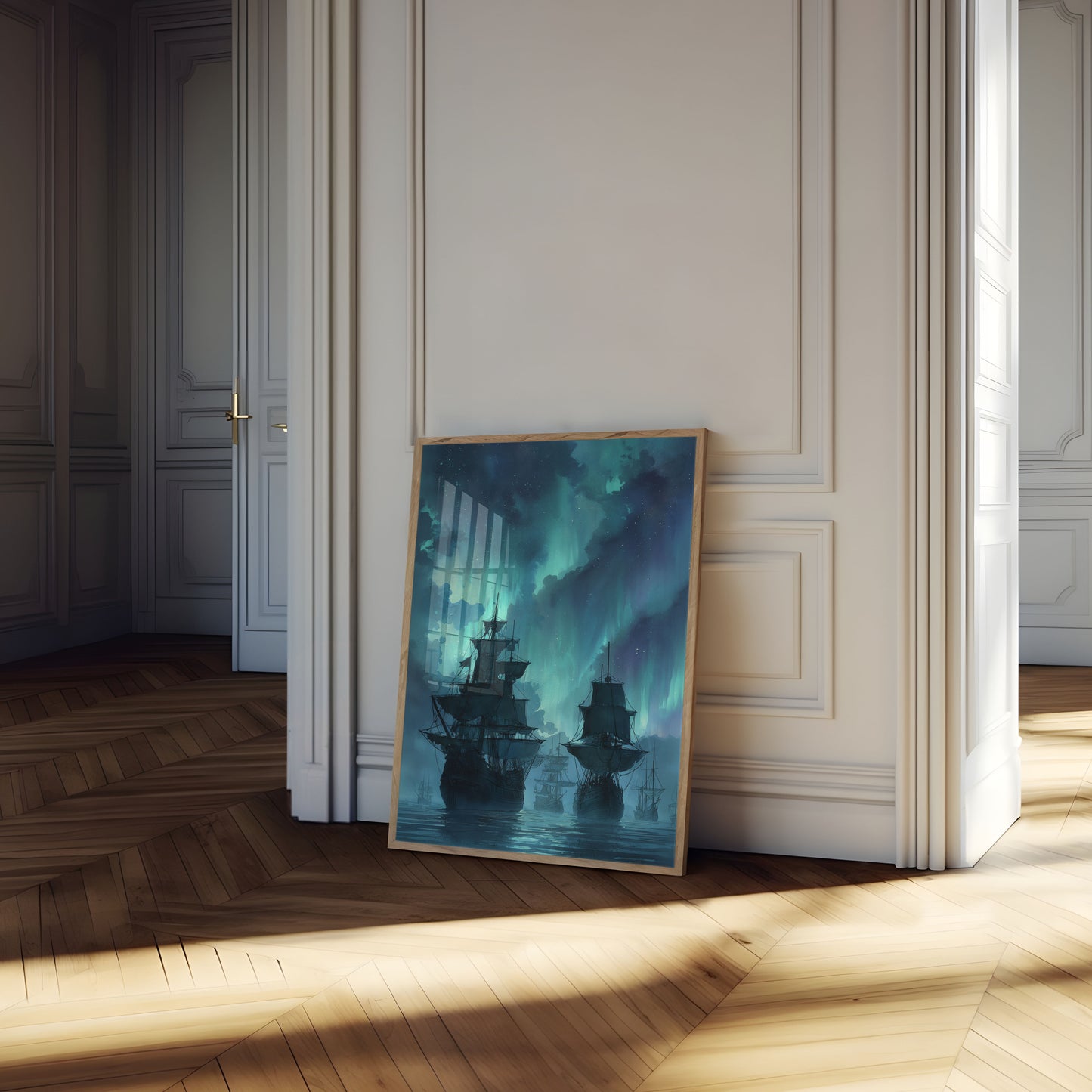 Ghostly Northern Lights Nautical Poster