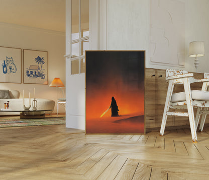 Póster del Guerrero del Desierto con Espada Brillante