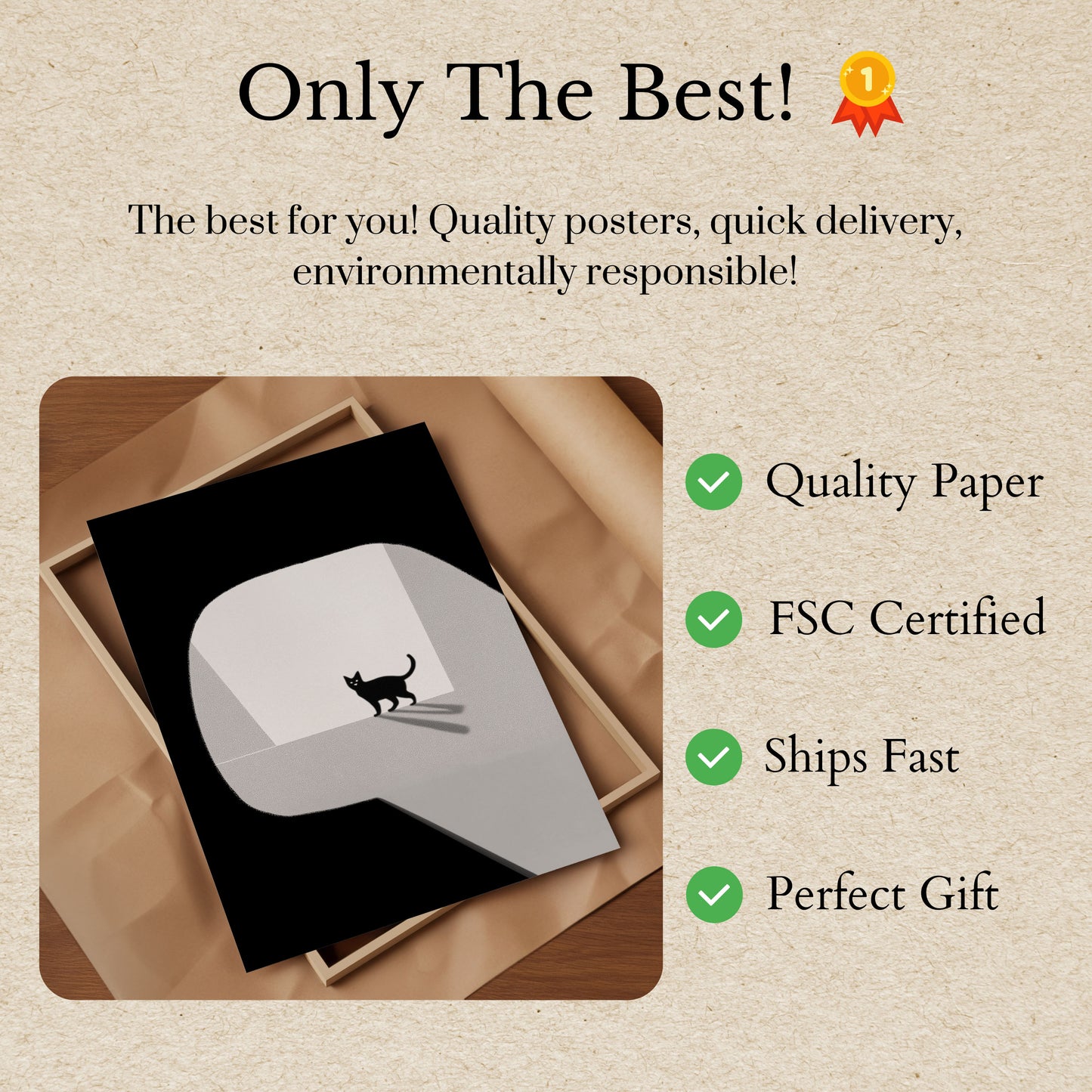 Pôster de Sombra de Gato Preto Minimalista