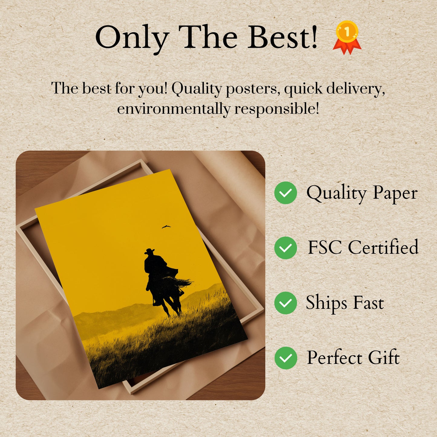 Lone Cowboy Sunset Poster