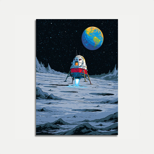 Maanlander Aarde Weergave Poster