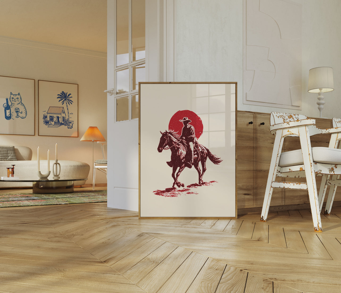 Einsamer Cowboy Sonnenuntergang Poster