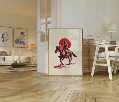 Einsamer Cowboy Sonnenuntergang Poster