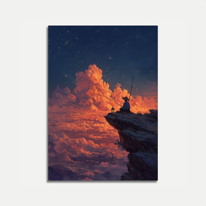 Starlit Fishing Solitude Poster