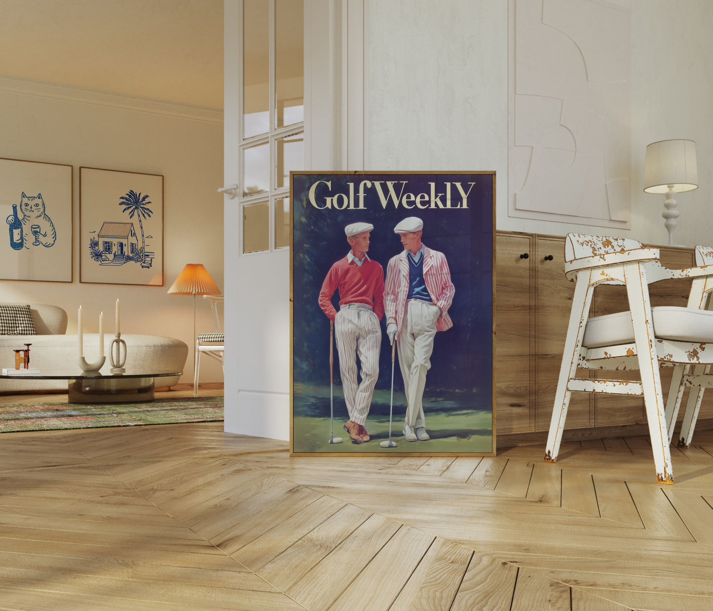 Plakát s vintage golfovou módou