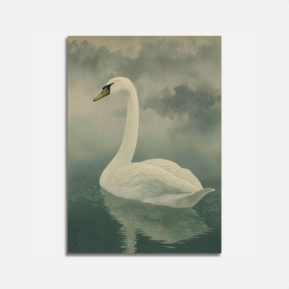 Elegant Swan in Mist Poster