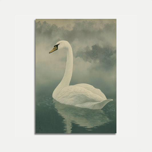 Elegant Swan in Mist Poster