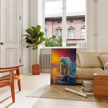 Póster del reflejo del atardecer del oso polar