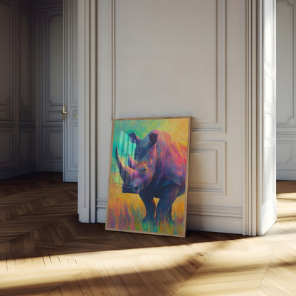 Colorful Rhino Wildlife Art Poster