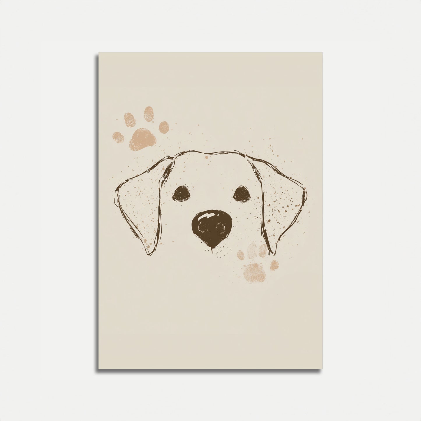 Affiche avec empreinte de patte de chiot joueur