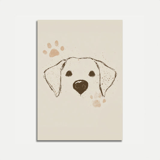 Affiche avec empreinte de patte de chiot joueur