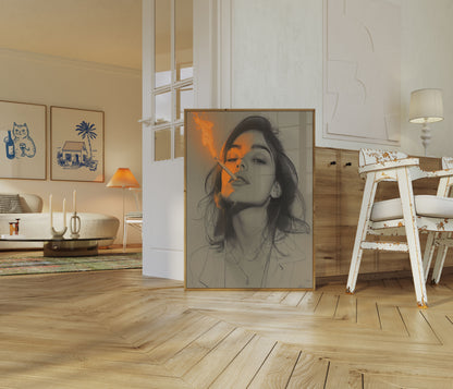 Smoking Fire Reflection Poster