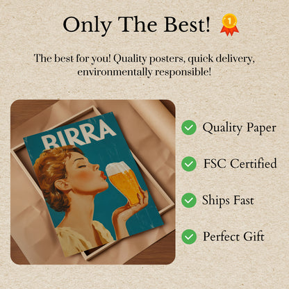 Vintage Italian Birra Beer Poster