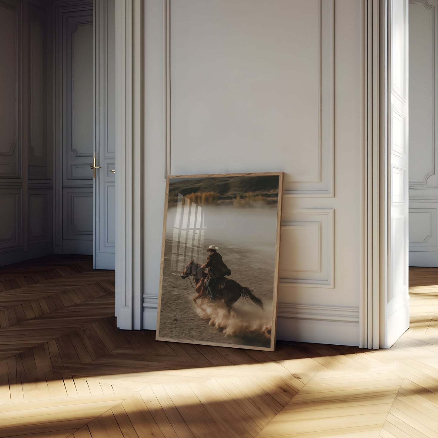 Manifesto Cowboy al Galoppo nella Polvere