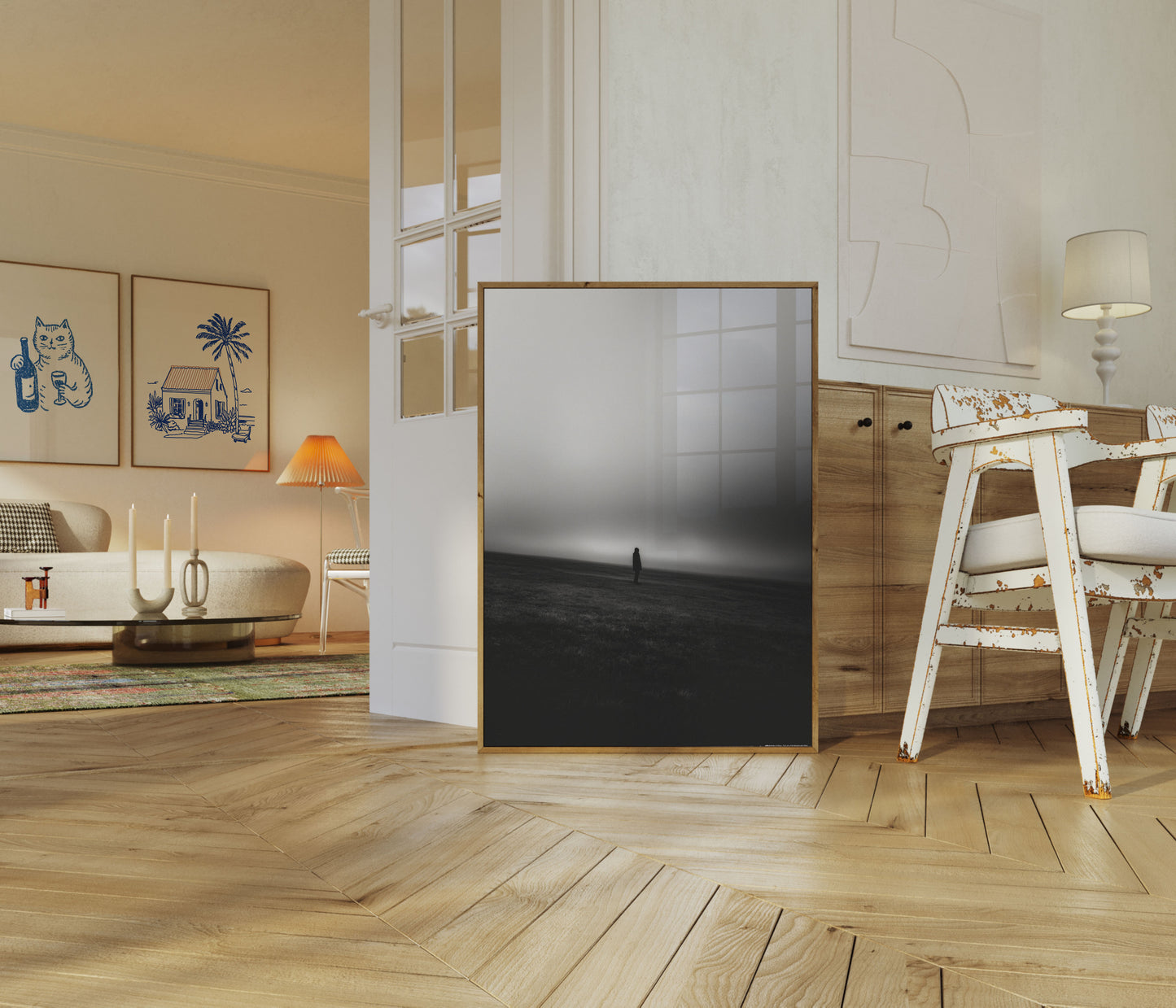 Solitary Figure in Mist Poster
