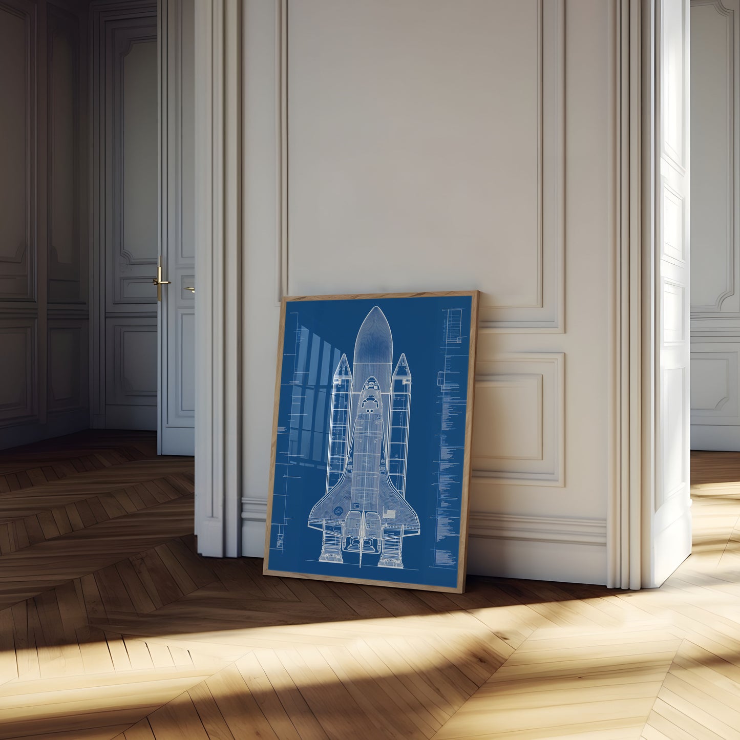 Plakát s výkresem raketoplánu