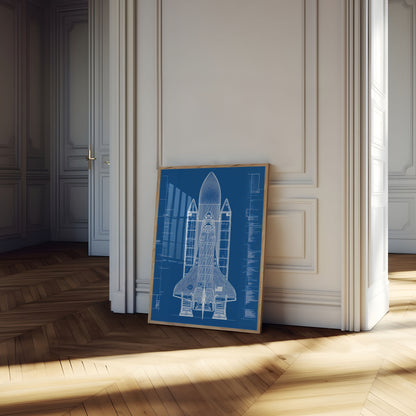 Plakát s výkresem raketoplánu