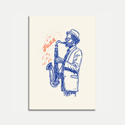 Blue Line Jazz Saxophone Poster