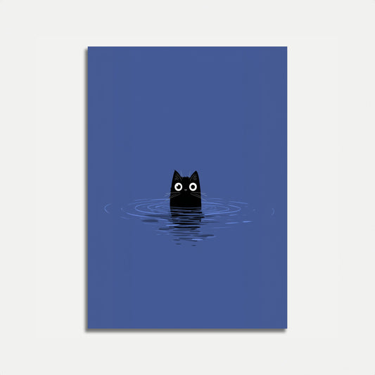Black Cat Water Ripples Poster