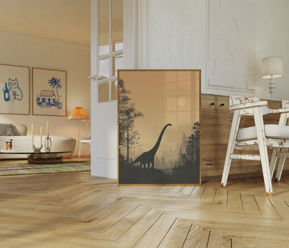 Prehistoric Sunset Brachiosaurus Poster