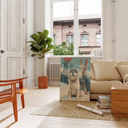 Skiing Dog Mountain Adventure Poster