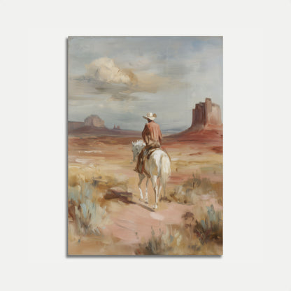 Lone Rider Desert Landscape Poster