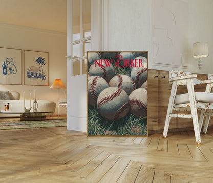 Vintage Baseball New Yorker Poster