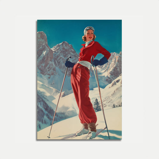 Poster Vintage di Sci Alpino