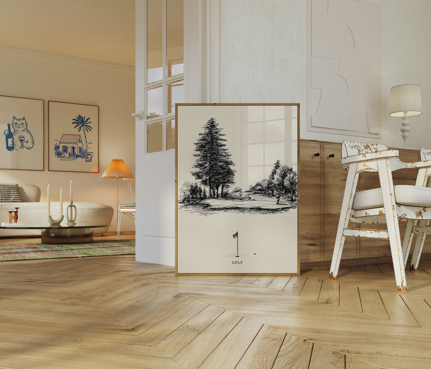 Affiche vintage de paysage de terrain de golf