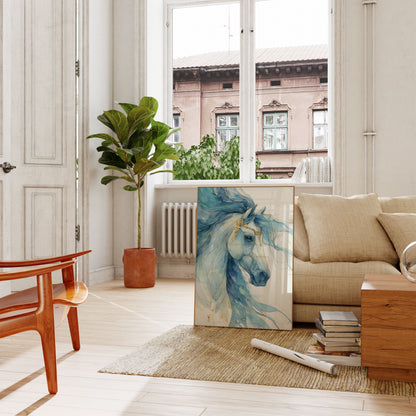 Blue Watercolor Stallion Poster