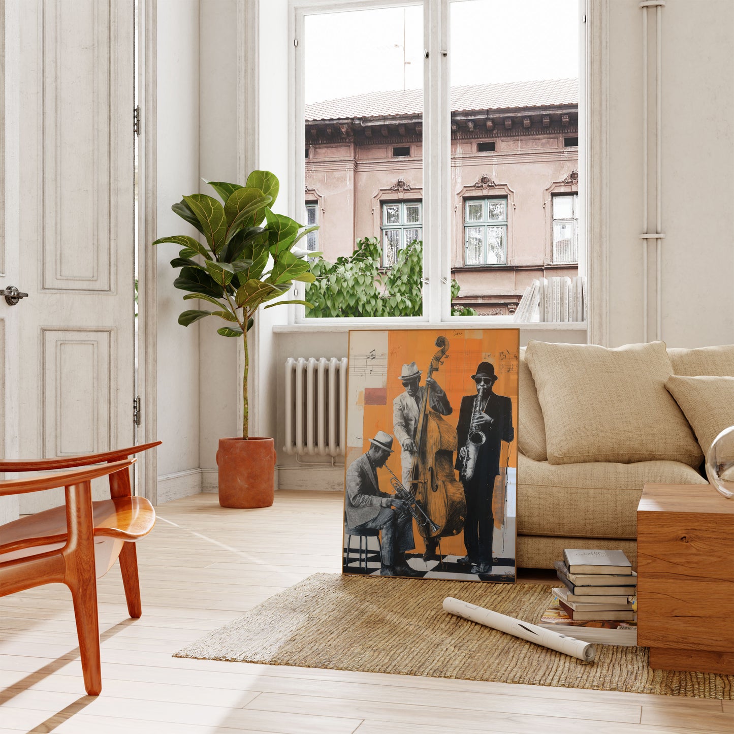 Jazz Trio Orange Symphony Poster