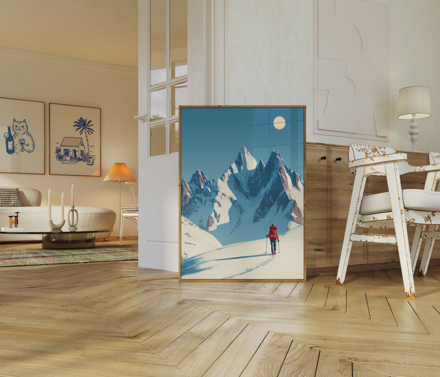 Bergspitze Winter Ski-Poster
