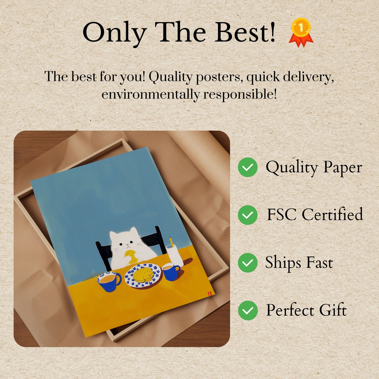 Cute Cookie Cat Breakfast Poster