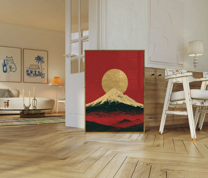 Mount Fuji Golden Sun Poster