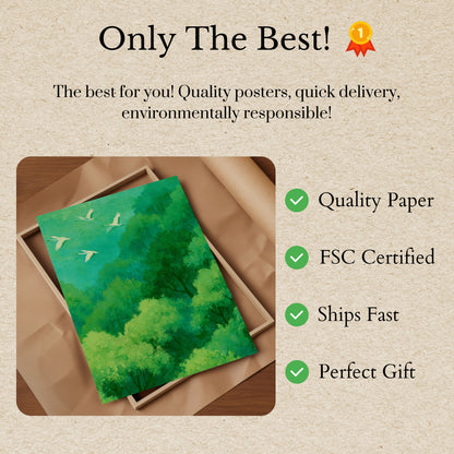 Volare Uccelli Sopra Foresta Poster