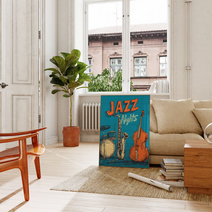 Jazz Nights Musical Instruments Poster