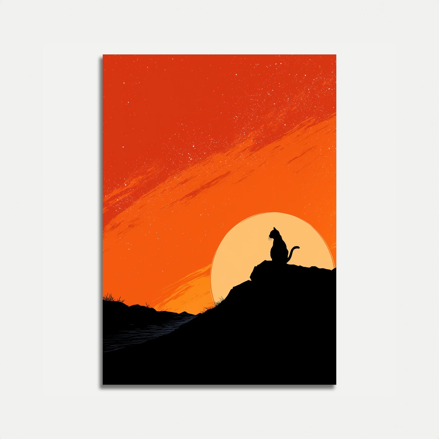 Katsilhuet Solnedgang Plakat