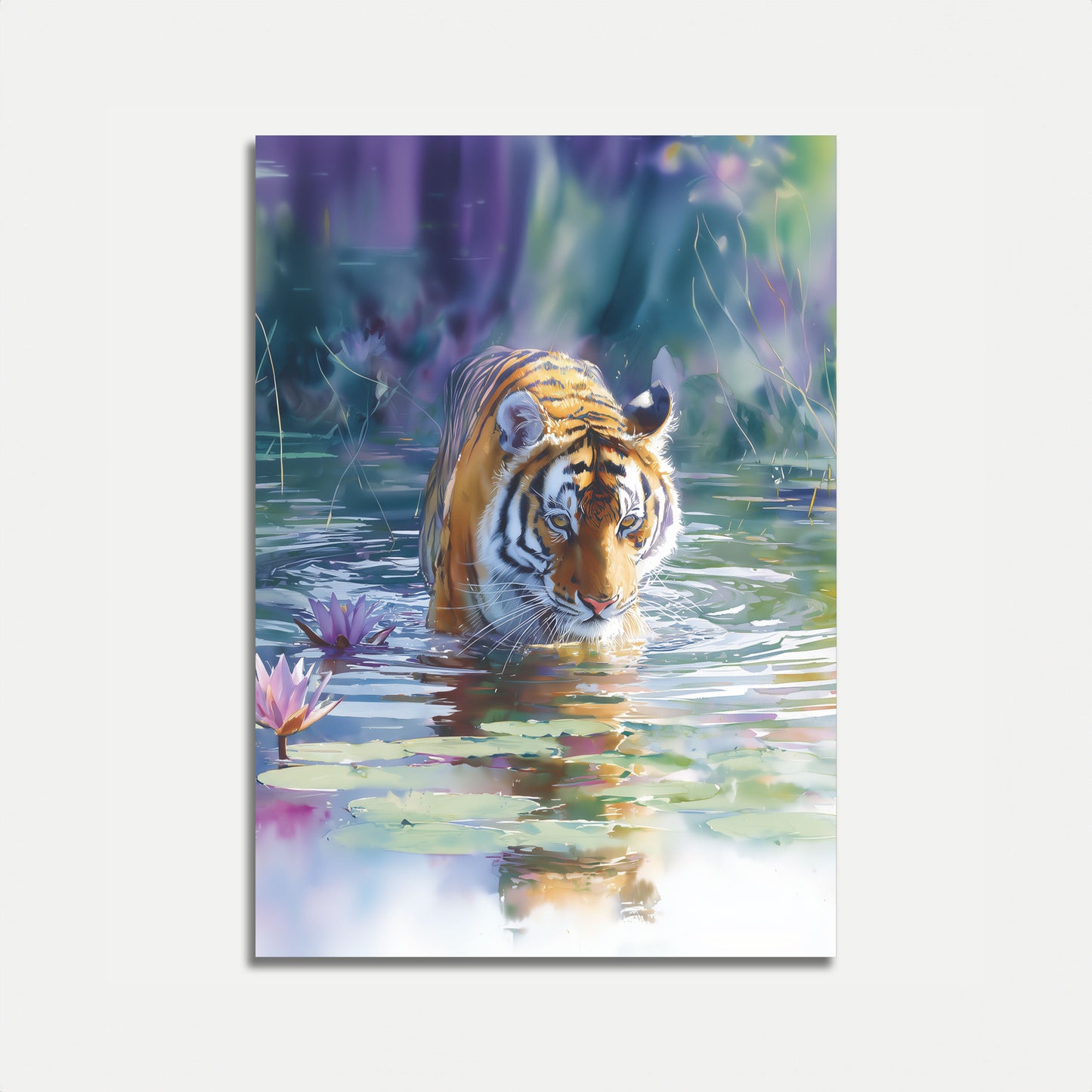 Serene Tiger Water Lilies Poster