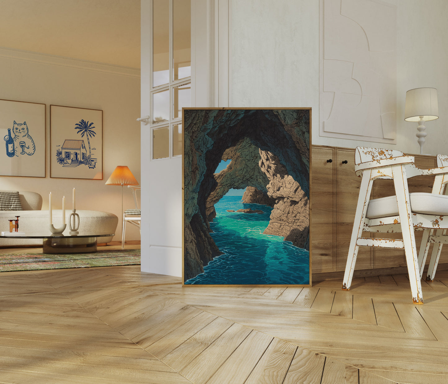 Affiche Vue Océan Grotte Côtière