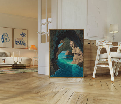 Affiche Vue Océan Grotte Côtière