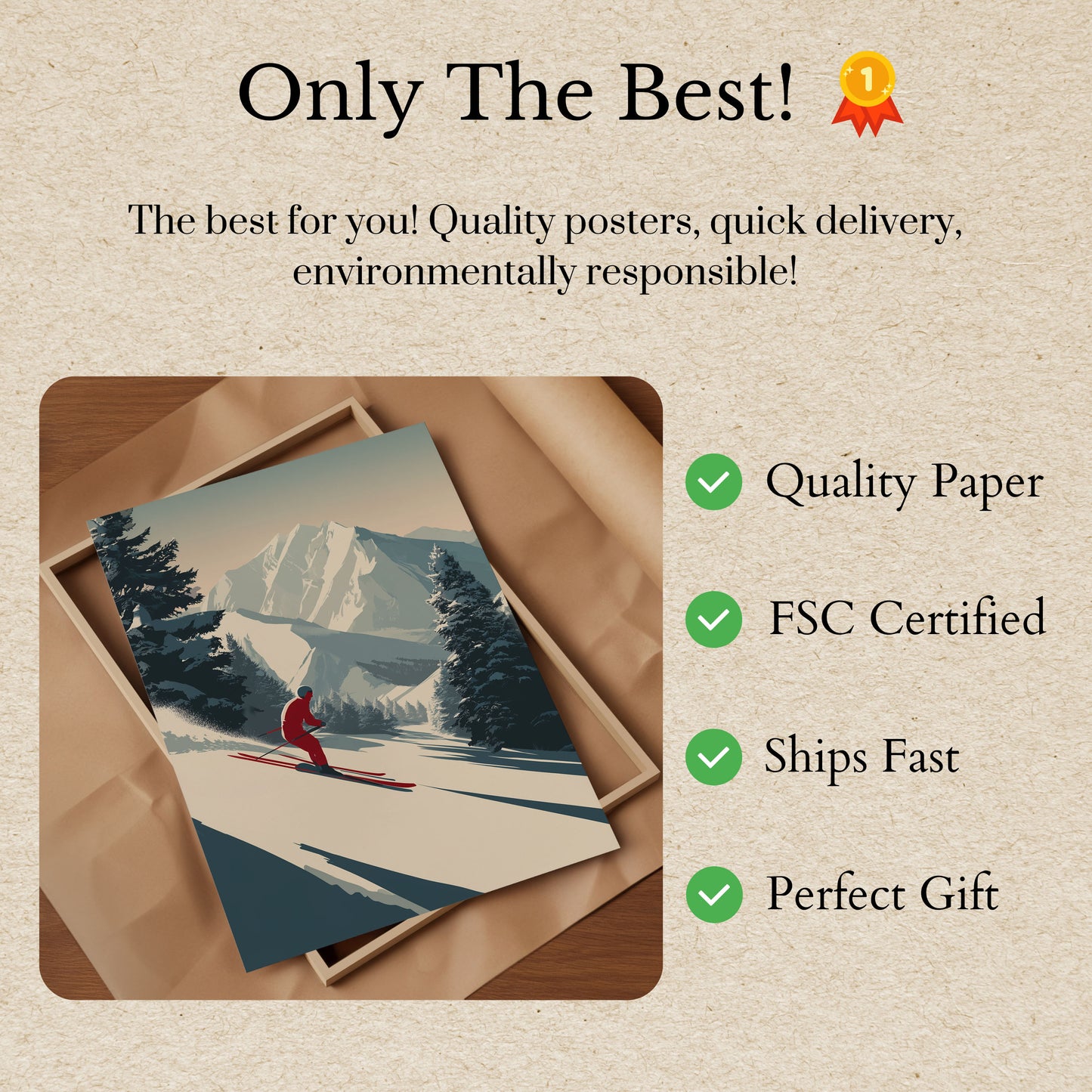 Alpine Ski Mountain Descent Poster