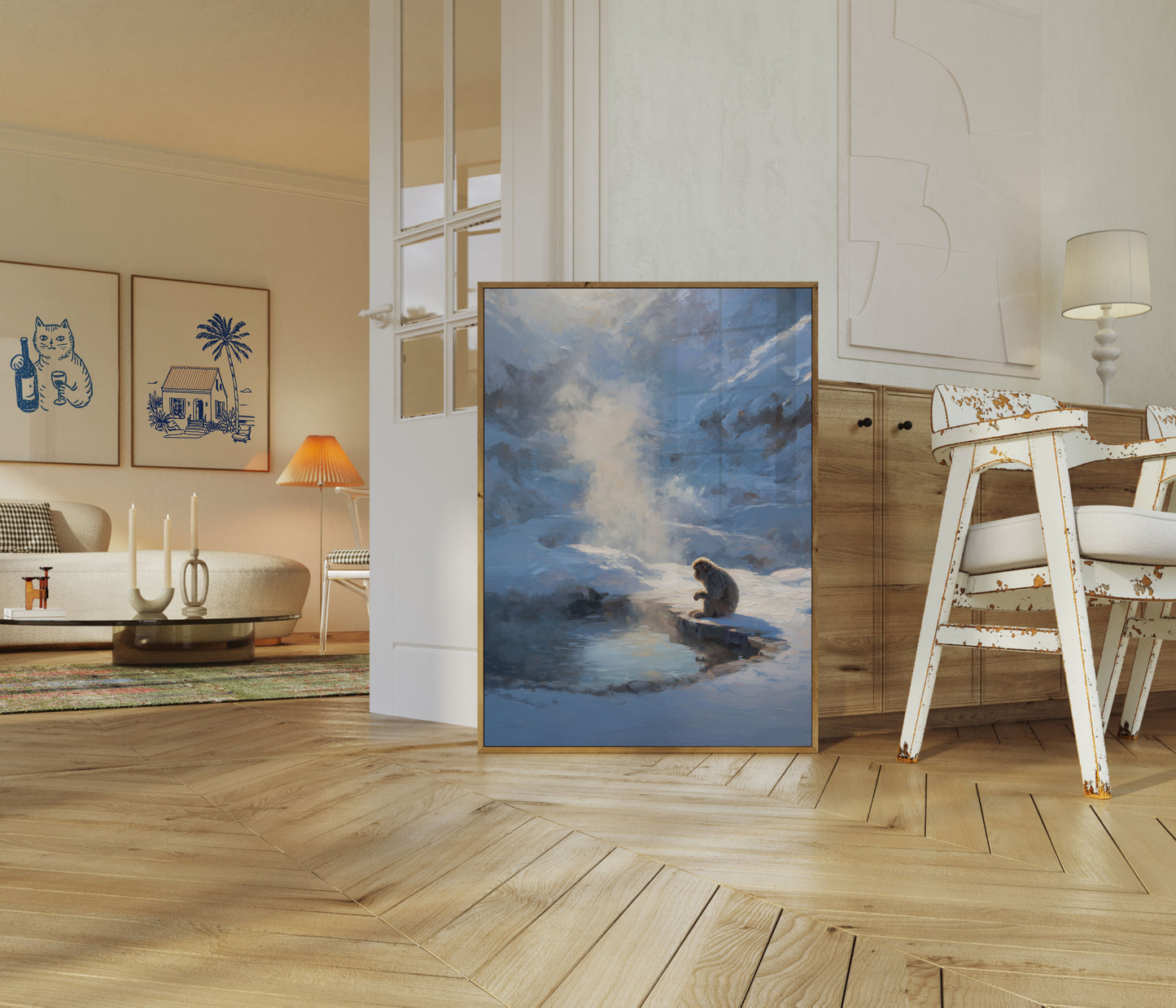 Snow Monkey in Hot Springs Poster