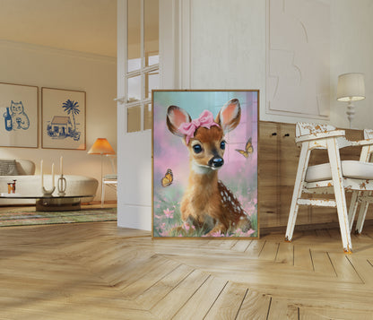 Poster Carino Cervo con Fiocco Rosa