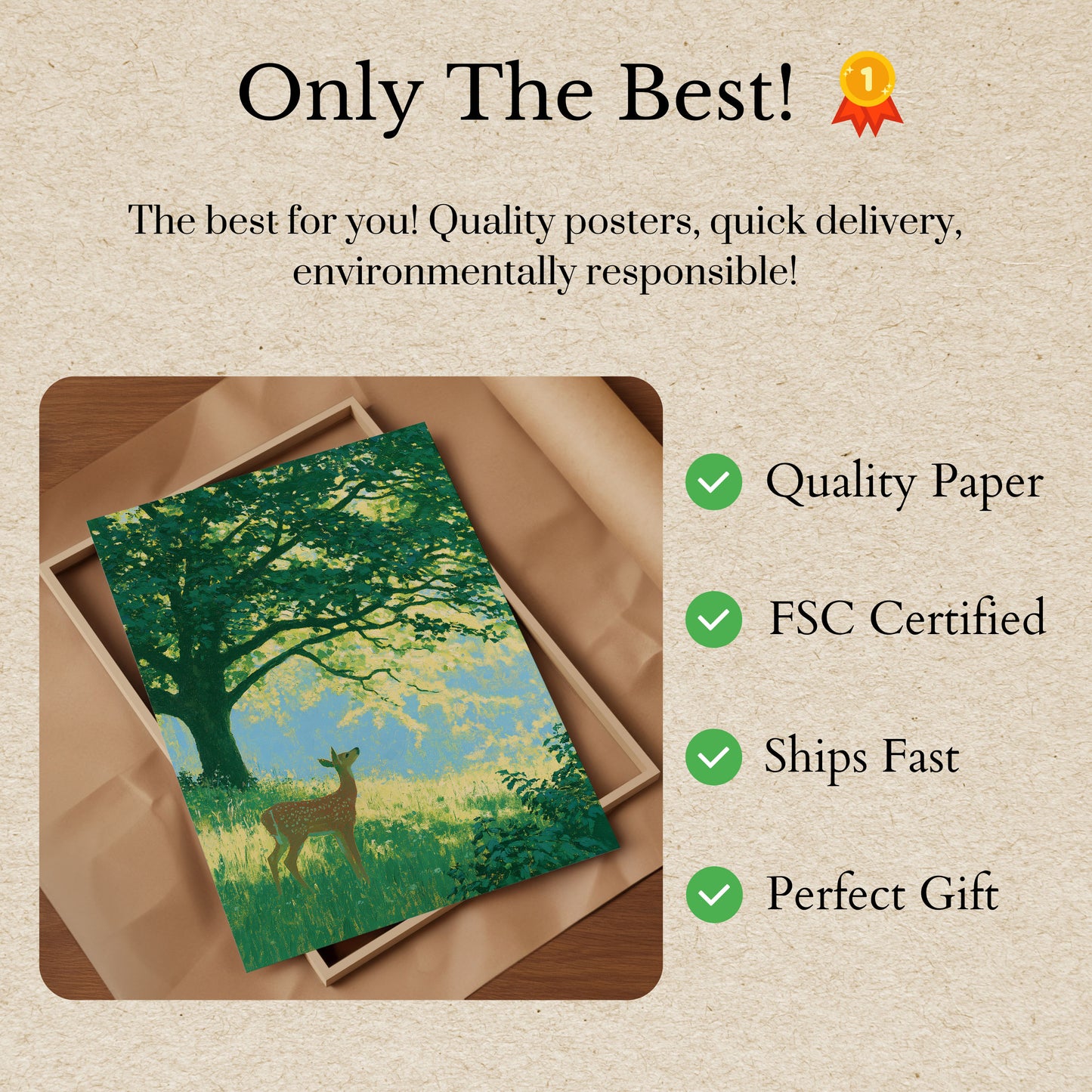 Deer Under the Golden Tree Poster