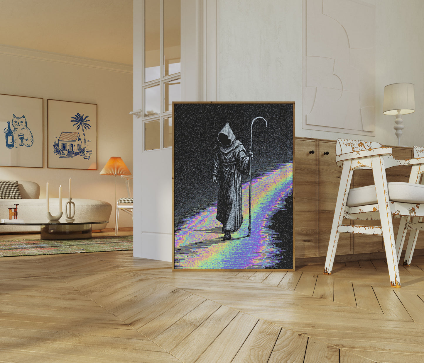 Grim Reaper Digital Glitch Poster